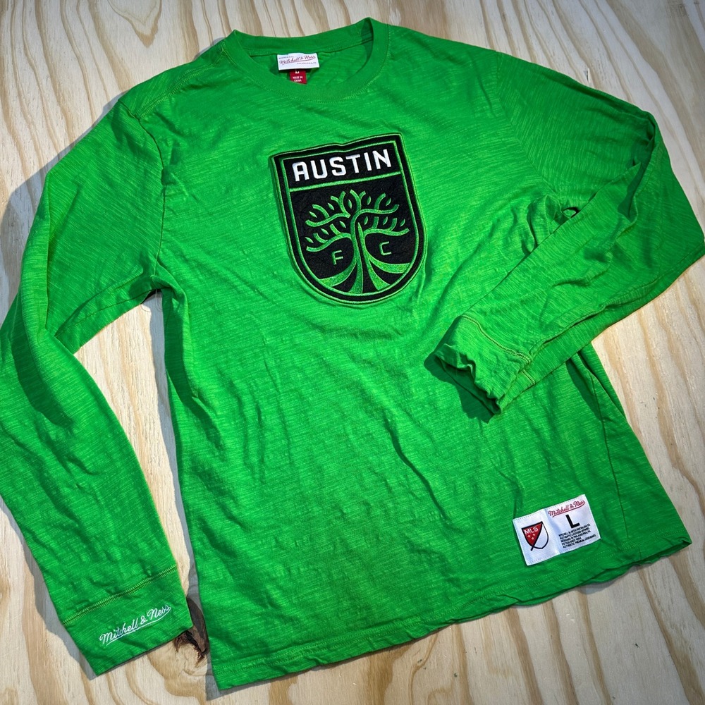 Mitchell & Ness Austin FC Mens Large Green Long Sleeve Slub T-Shirt MLS Soccer